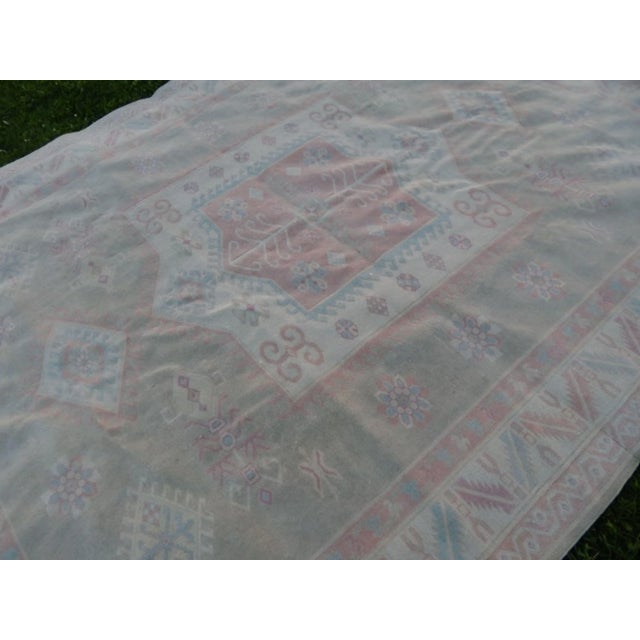 Shabby Chic Distressed Oversize Turkish Kars Oushak Rug - 6′10″ × 8′9″ For Sale - Image 3 of 10