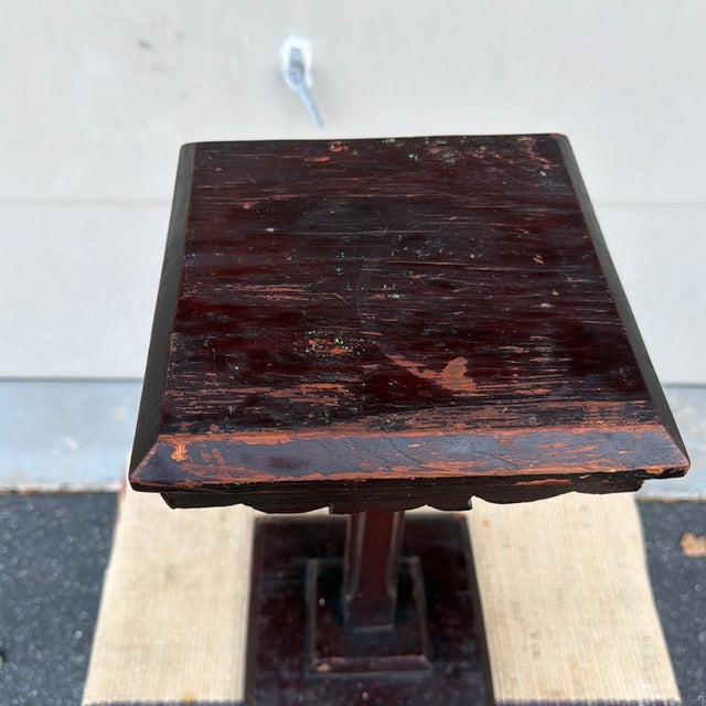 Farmhouse A Neat Antique Painted Pine and Carved Plant Stand or Pedestal Circa 1900 For Sale - Image 3 of 12