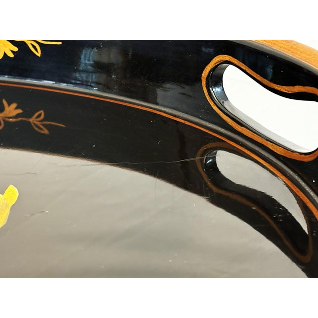 Late 20th Century Regency Chinoiserie Style Lacquer and Faux Bamboo Folding Tray Table For Sale - Image 11 of 18