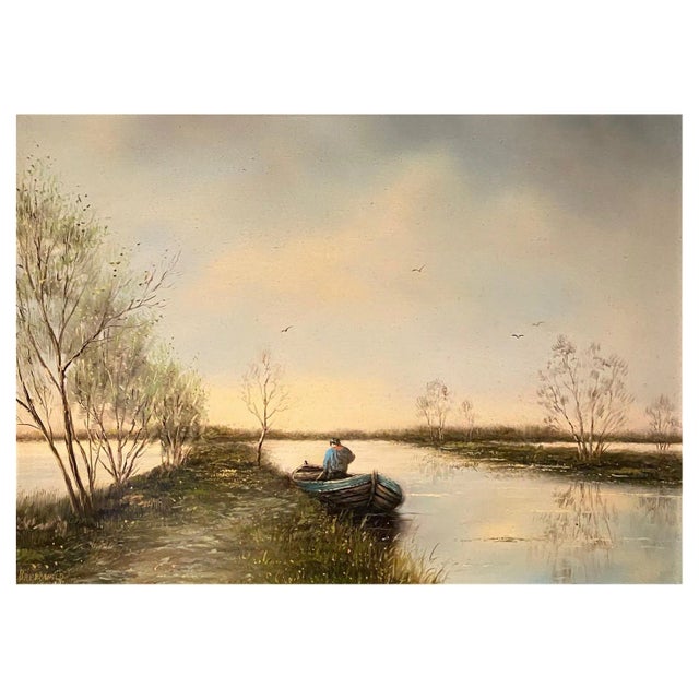 Hendrik Breedveld, The Fisherman's Boat, Oil on Wood For Sale