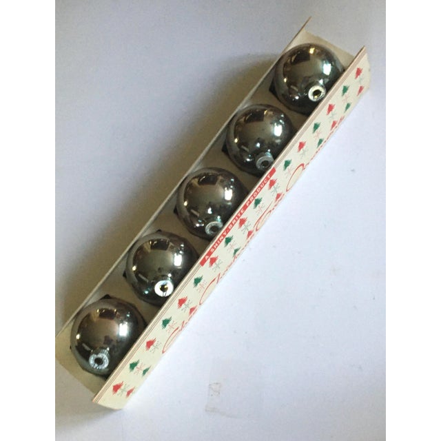 These five beautiful 1960s Shiny Brite Ombre Glass Christmas Tree Ornaments are in the original tray. A bit of teal color...