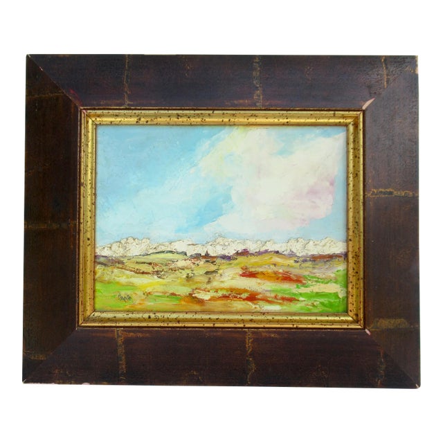 Vintage Munn Framed Signed- Impasto Landscape Oil Painting on Board by Clemente' For Sale