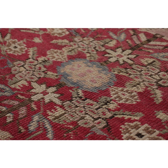1900 - 1909 Hand-Knotted Antique Gordes Rug Red and Beige Floral Pattern For Sale - Image 5 of 6
