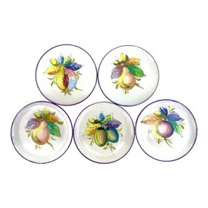 1970s Italian Hand-Painted Ceramic Plates With Fruit Motifs- Set of 5