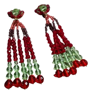 21st Century Coppola E Toppo Red and Green Crystals Chandelier Earrings