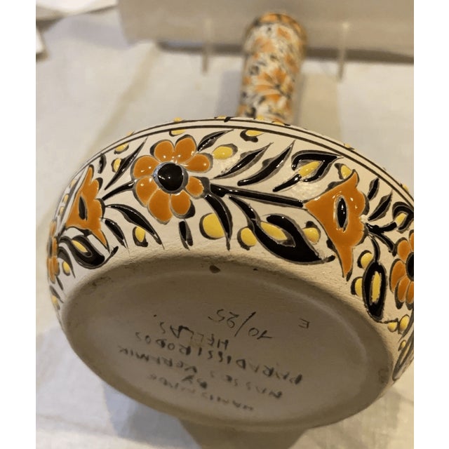 Vintage MCM Nassos Keramik Paradissi Rhodes Greece Leaping Deer Flowers Vase For Sale - Image 4 of 5
