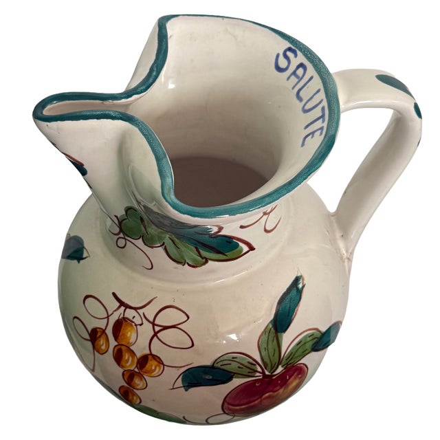 Italian 1940's Italian Vintage Hand Painted "Made in Italy Prince Macaroni Spaghetti" Lowell Mass Pitcher For Sale - Image 3 of 16