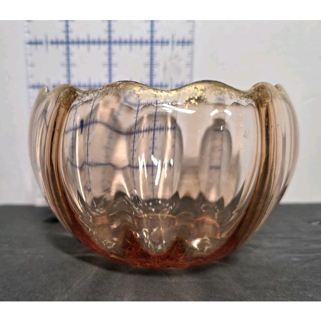 Verrerie Legras Antique French Legras St. Denis Pink Optic Glass Finger Bowl Candy Gold Gilded For Sale - Image 4 of 7