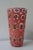 Hand-blown Murano glass vase featuring intricate murrine cane work in a vibrant palette of coral red, pale pink, cobalt...