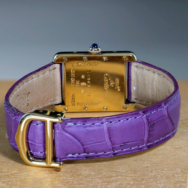 Cartier Must De Cartier Tank 2415 Japan Limited Purple Checkerboard Dial Vermeil For Sale - Image 15 of 16