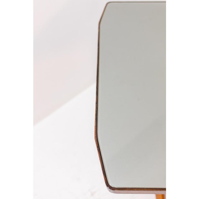 Italian Wooden Grey Glass Dining Table with Brass, 1950 For Sale - Image 9 of 16