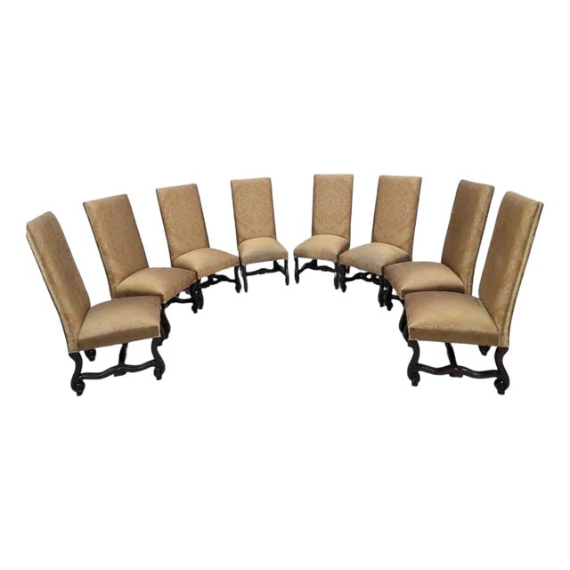 Vintage Italian Regency Style High Back Dining Chairs - Set of 8 For Sale