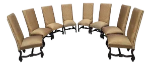 Vintage Italian Regency Style High Back Dining Chairs - Set of 8