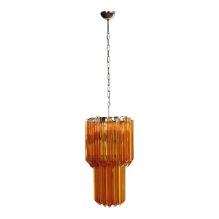 Vintage Italian Amber Murano Glass Chandelier, 1982 For Sale