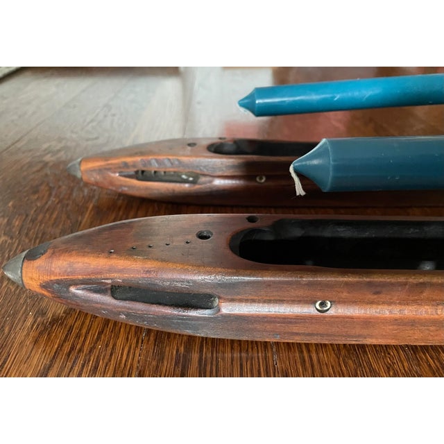 Vintage Wooden Candle Holders From Weaving Shuttle Loom - Set of 1 For Sale - Image 12 of 12