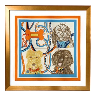 Hermes Jour De Casting Detail Framed Vintage Silk Scarf 24" For Sale