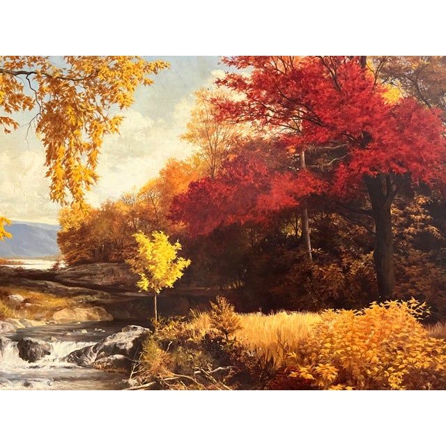 Large Original American Impressionist Oil Painting of a Fall Landscape by Robert Doares For Sale - Image 9 of 11