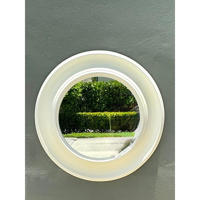Late 20th Century Vintage Round White Wall Mirror For Sale - Image 5 of 15