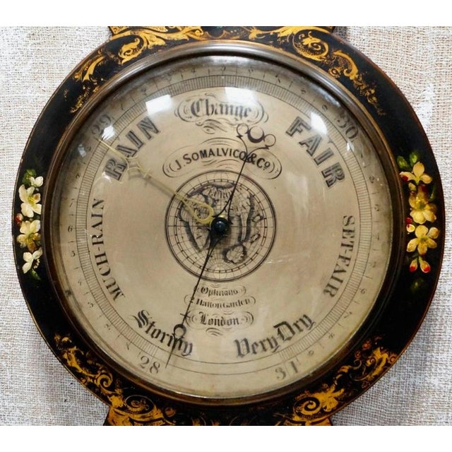 19th Century Antique Early Victorian Mahogany Wheel Barometer from Somalvico & Co, 1840 For Sale - Image 5 of 8