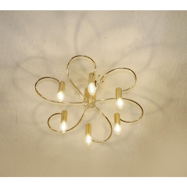Metal Vintage Brass Ceiling Lamp, 1970s For Sale - Image 7 of 9