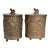 1990s Castilian Imports Brass Embossed Monkey Canisters- Set of 2 For Sale