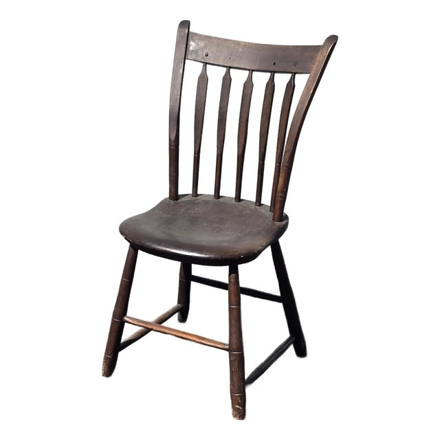 Antique Arrow Back Windsor Brown Childs Side Chair ~ French Country 1of2 For Sale