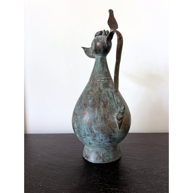Gothic Medieval Islamic Bronze Ewer with Incised Motifs Seljuk Empire For Sale - Image 3 of 18