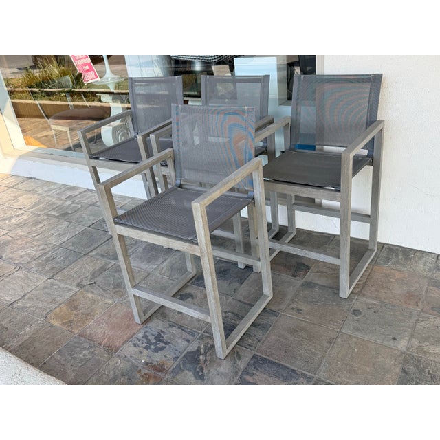 Restoration Hardware Aegean Teak Wood Counter Stools, Set of 4 For Sale In San Francisco - Image 6 of 13