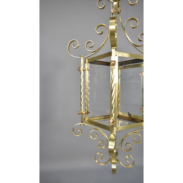 Gold Large French Brass Lantern, 1920s For Sale - Image 8 of 18