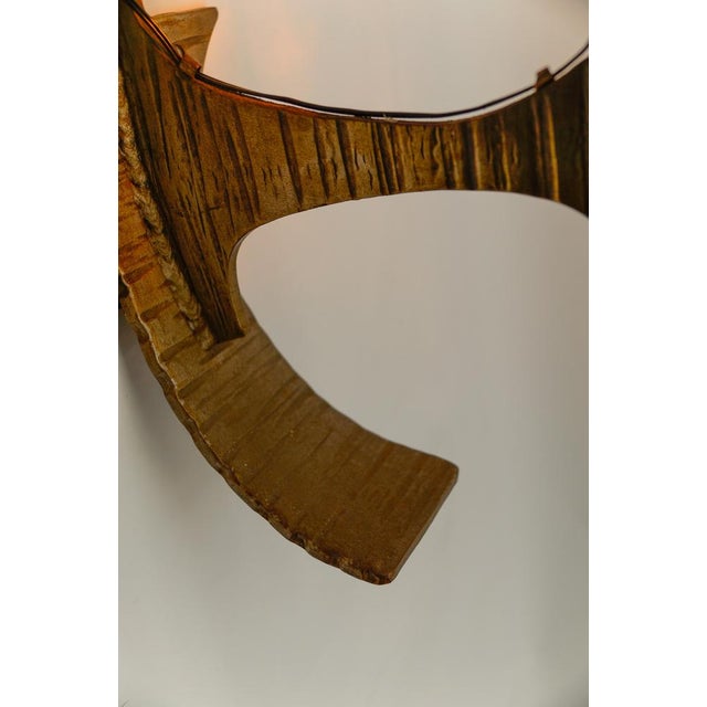 Large French Hand-Forged Iron and Glass Wall Lamp, 1960s For Sale - Image 13 of 17