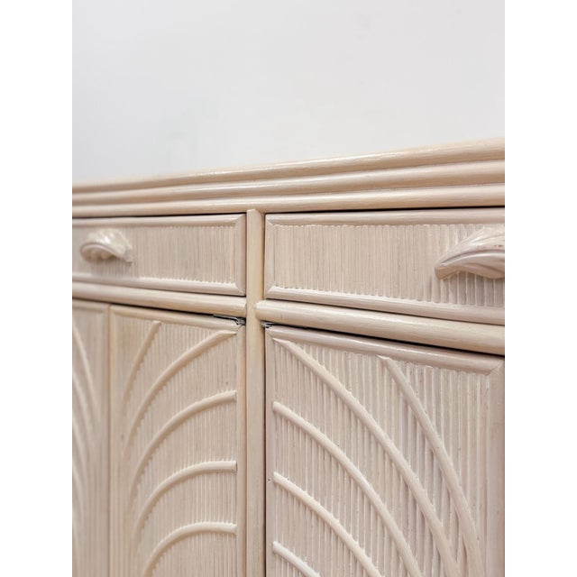 Beige Vintage Coastal Lightwash Blonde Pencil Reed Rattan Sideboard, Buffet, Credenza For Sale - Image 8 of 12