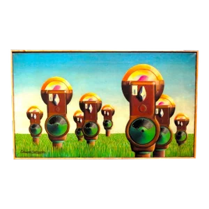 Edward DeCaprio Still Life Oil Painting Surrealist Parking Meters
