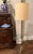 Metal Mid 20th Century Mid-Century Modern Brass and Glass Tray Table Floor Lamp With Original Shade For Sale - Image 7 of 13