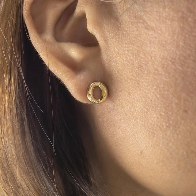 Gold Tiffany & Co. Elsa Peretti Sevillana Stud Earrings 18k Yellow Gold Small, A Pair For Sale - Image 8 of 9