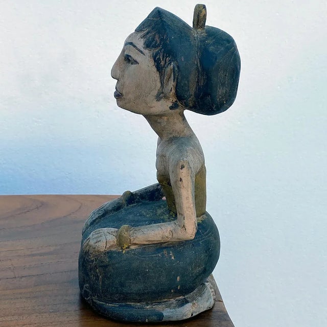 Indonesian Folk Art Painted Teak Figural Wheeled Cart Chairish