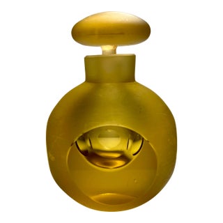1960’s Vintage Murano Sommerso Amber Cut Glass Perfume Bottle With Stopper For Sale