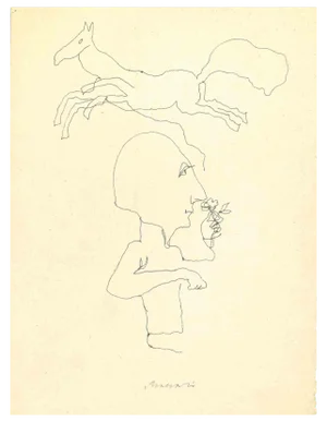 Mino Maccari, Horse Lover, Ink Drawing, Mid-20th Century