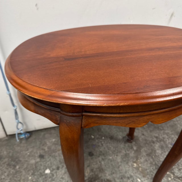 Hekman Furniture Queen Anne Cherry Wood Side Table For Sale - Image 11 of 12