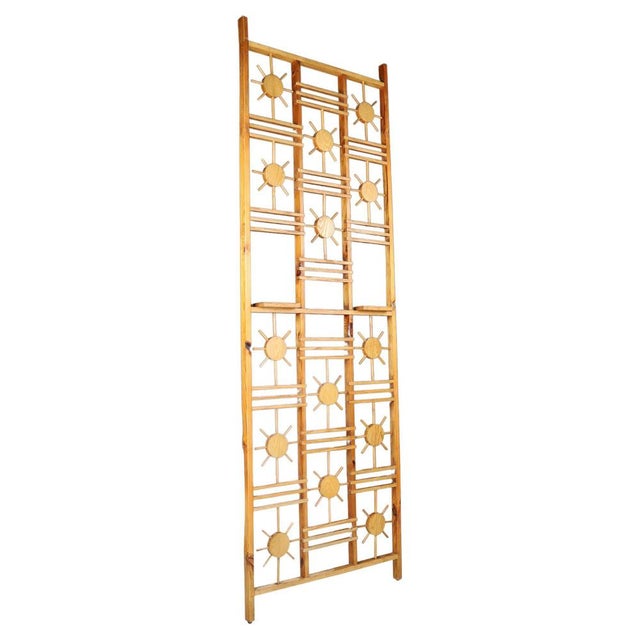 Mid-Century French Pine Room Divider with Sunburst Accents, 1960s For Sale - Image 11 of 11