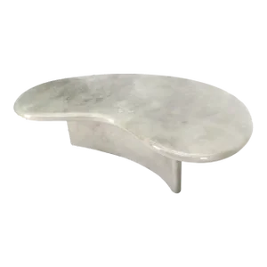 Organic Kidney Shape Faux Marble Finish Coffee Table