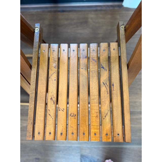 Brown 1960s Romanian Mid-Century Modern Teak Space Saver Dining Table With Four Hidden Nesting Chairs For Sale - Image 8 of 17