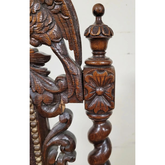 Antique French Renaissance Revival Jacobean Carved Needlepoint Chair For Sale - Image 10 of 14