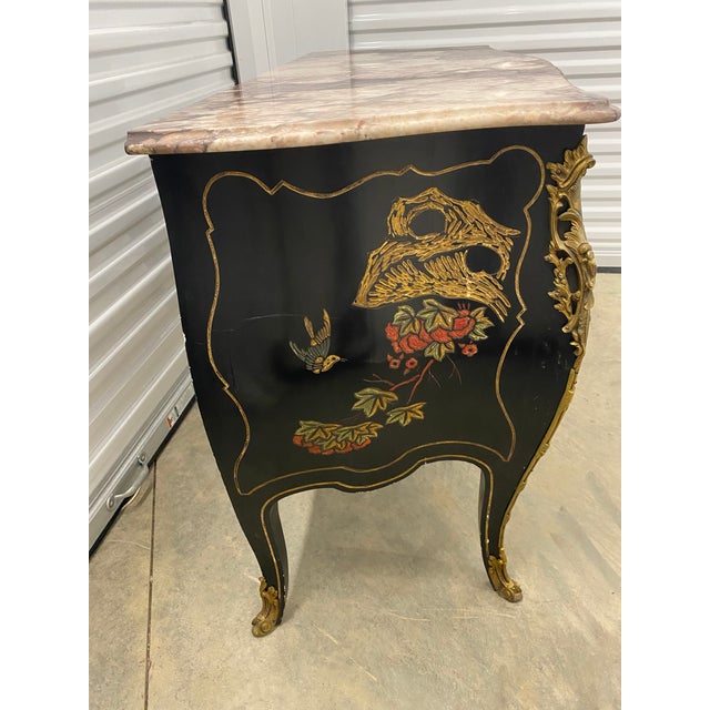 Early 20th Century Early 20th Century French Louis XV Commode Bombe Chest With Marble Top For Sale - Image 5 of 12