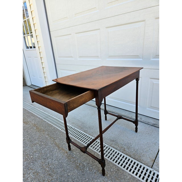 Crotch Mahogany Georgian Spider Leg Side Table With Drawer For Sale - Image 6 of 11