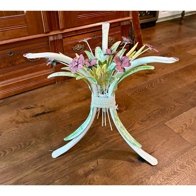 Italian Italian Tole Table With Glass Top For Sale - Image 3 of 6