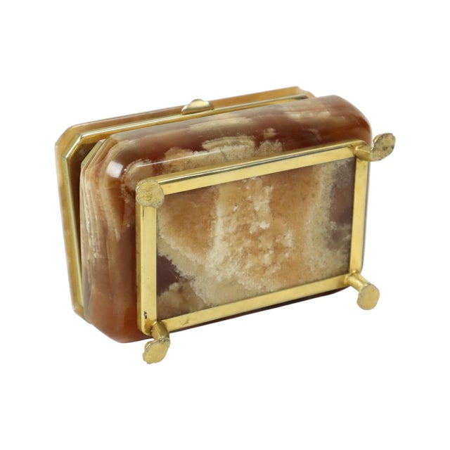 Metal Vintage Italian Jewelry Box in Alabaster with Gold Lions Paws, 1960s For Sale - Image 7 of 13