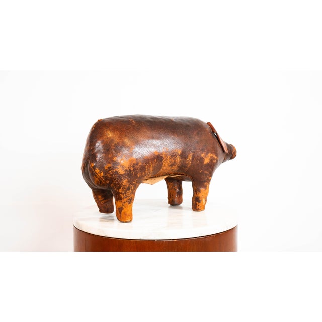 1970s Vintage Dimitri Omersa Leather Pig Footstool For Sale - Image 11 of 17