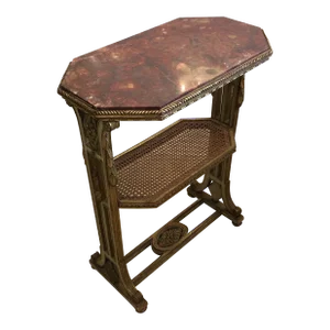 19th Century French Carved Gilded Wood and Marble Top Side Table