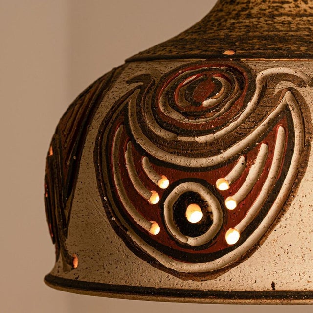 Ceramic Pendant Flared Bowl with Pattern, Denmark, 1960s For Sale - Image 10 of 11