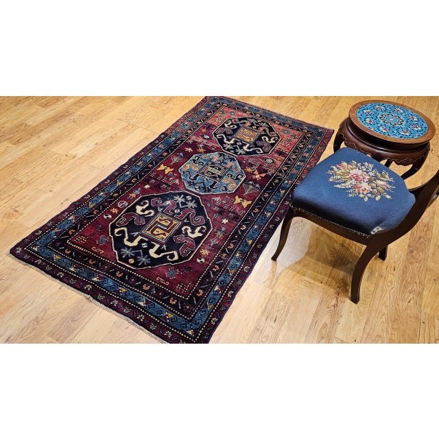 Antique Caucasian Cloudband Kazak Area Rug, Wool, Cranberry Red, 1890s, 3' x 7' For Sale In Chicago - Image 6 of 18